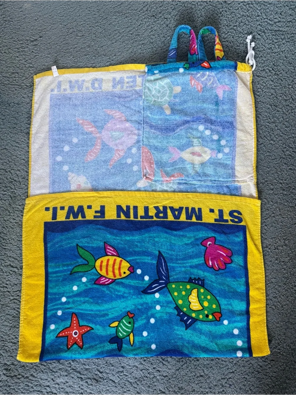 St. Maarten F.W.I. 2-in-1 Tropical Beach Towel Backpack